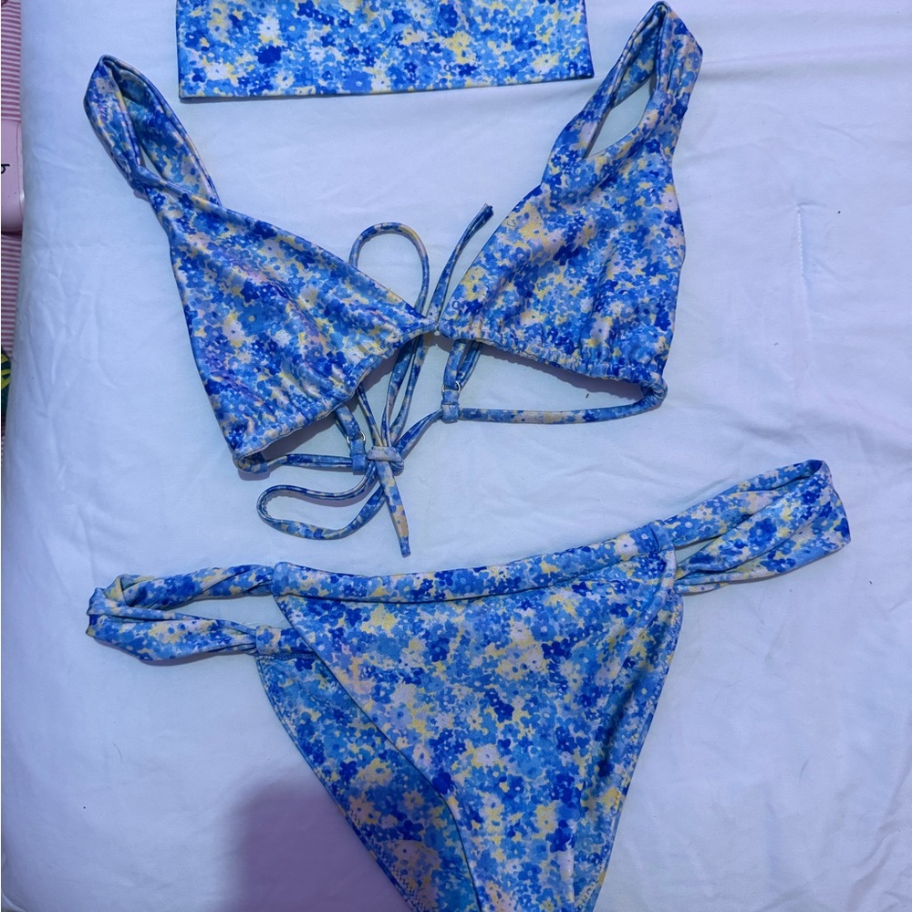 Kulani Kinis Blue and Yellow Floral Bikini